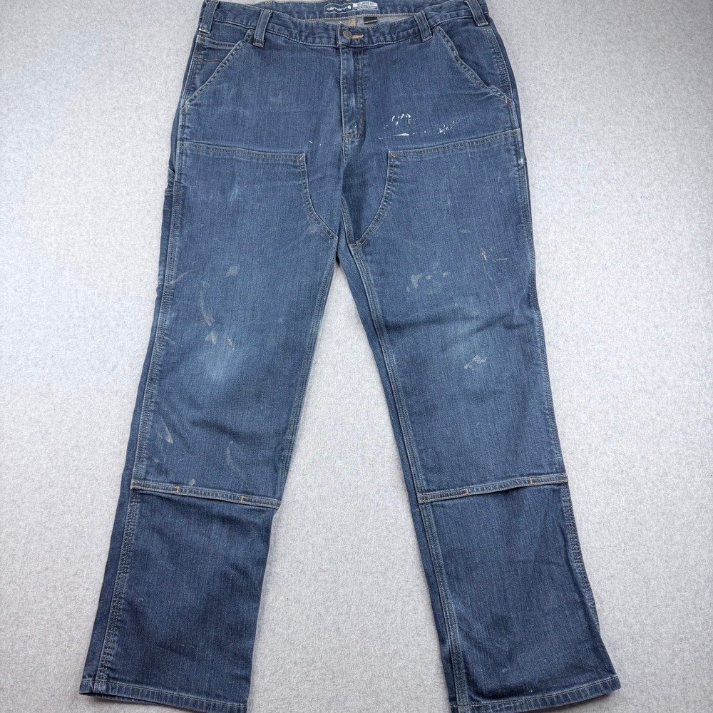 Carhartt Relaxed Fit Double Front Logger Jeans Mens 36x30 Blue Denim Work Pants